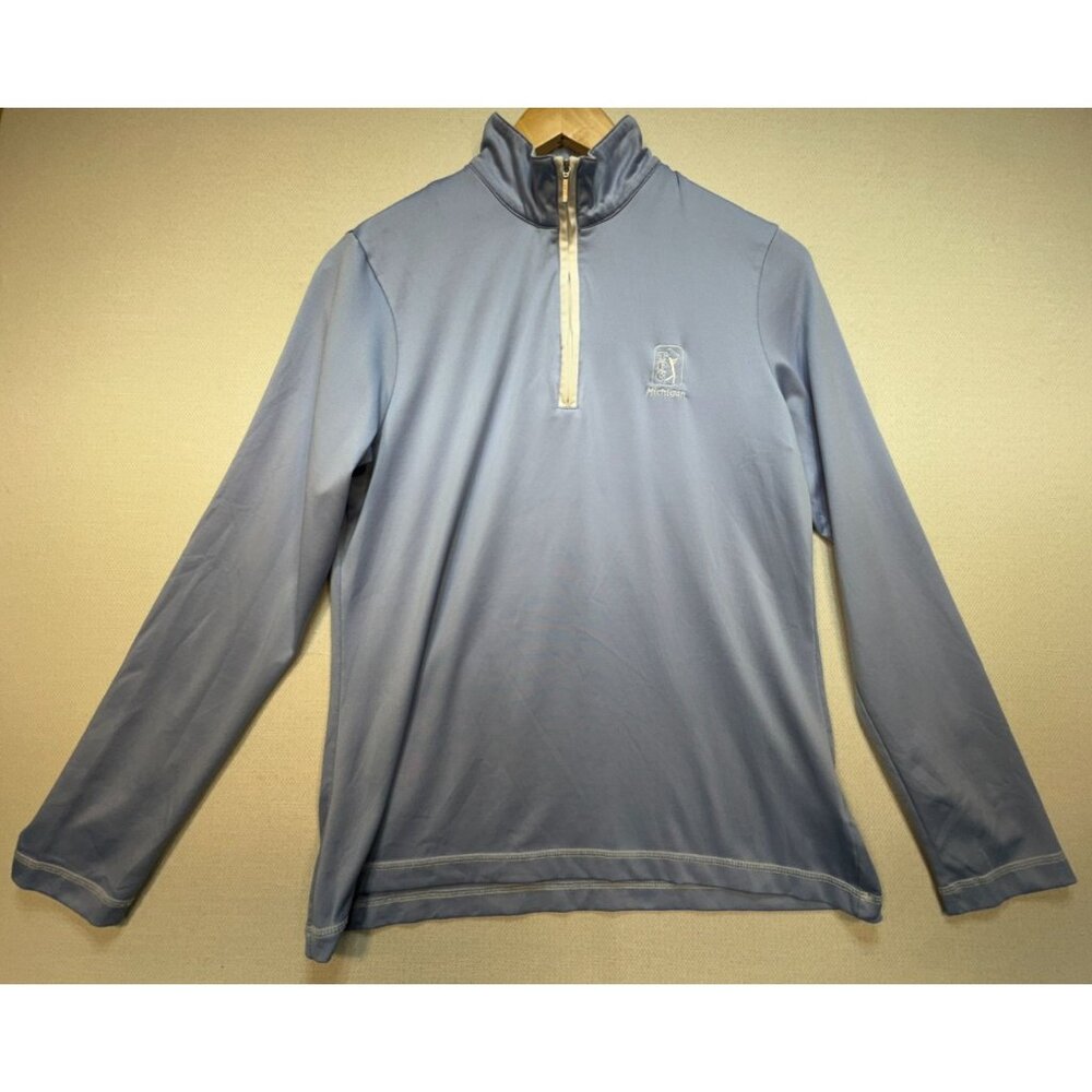 Cutter & Buck CB Men's Drytec Golf Polo Shirt Size M Blue 1/4 Zip Long Sleeve